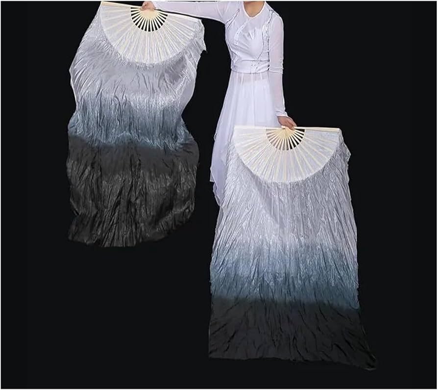 Amazon.co.jp: KeuLen ベリーダンスシルクファン、ロングシルクファン